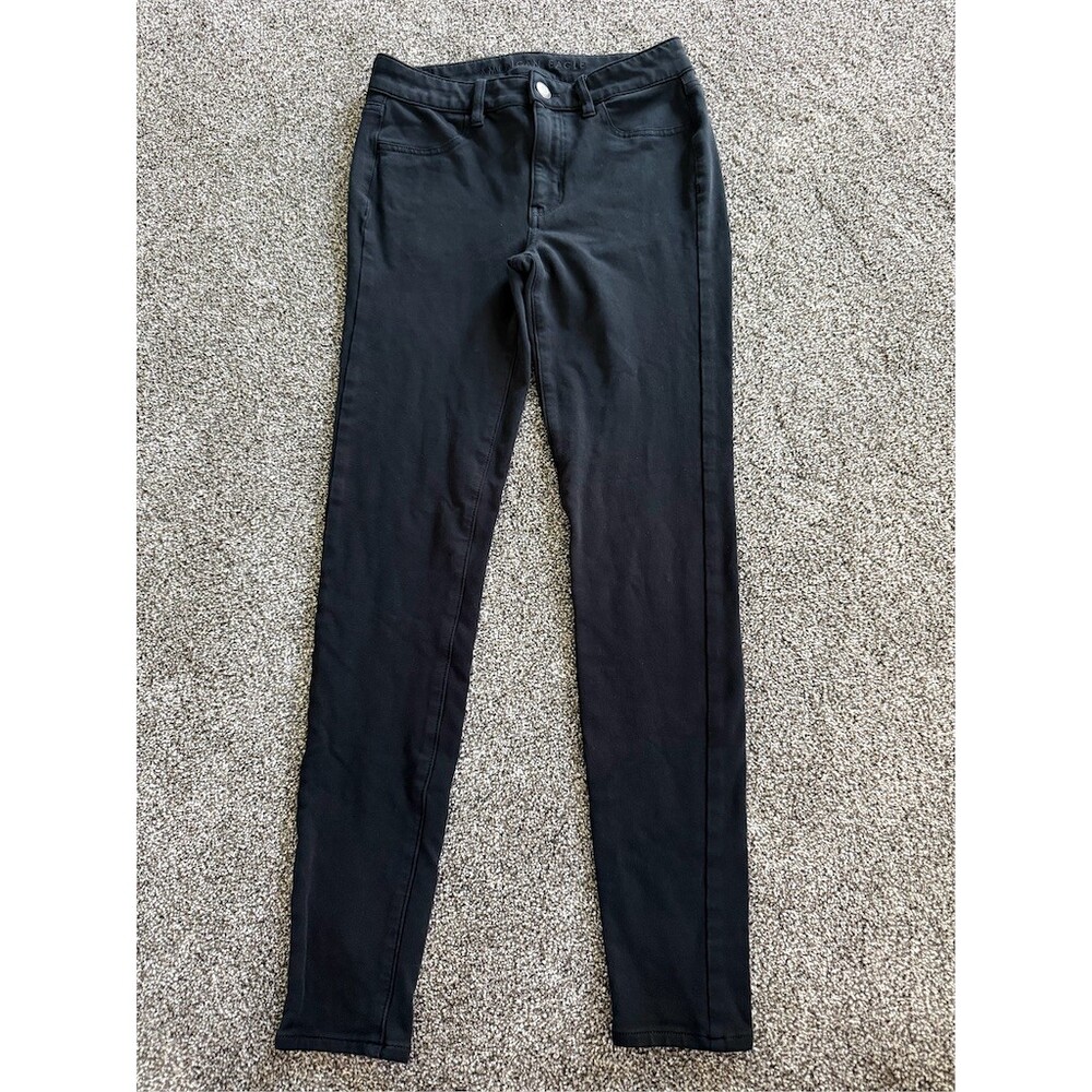 American Eagle Hi-Rise Jegging Skinny Jeans Womens 6 Long Black Super